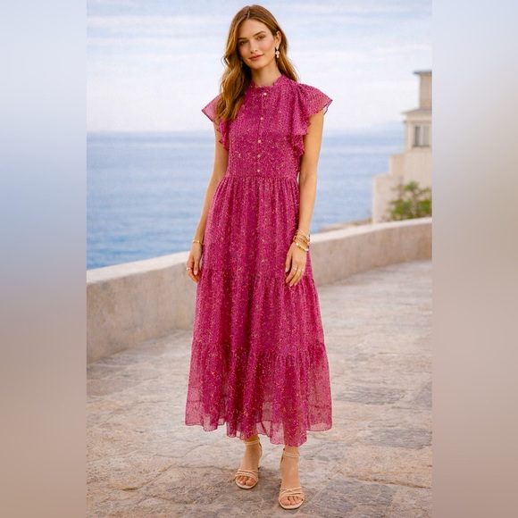 Sabina Musayev Dresses & Skirts - Sabina Musáyev Riviera Pink Tiered Printed Maxi Dress Size M